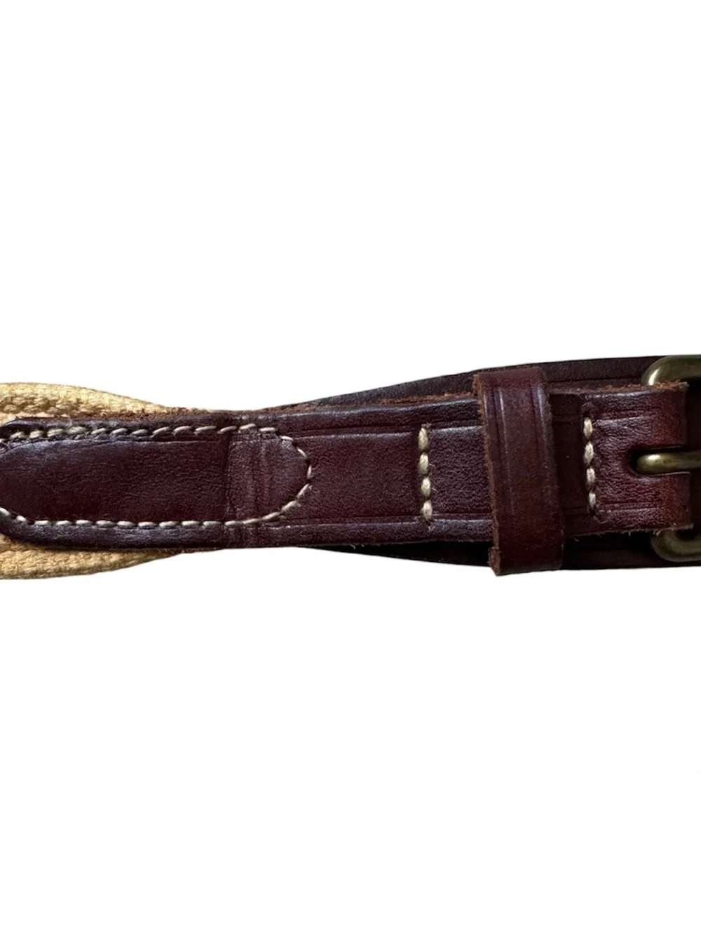 Polo Ralph Lauren Mens Vintage Brown Leather Tan Stretch Belt Size 34/85 RL Logo